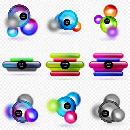 Set of glass shapes banner set with blurred effectsのイラスト素材