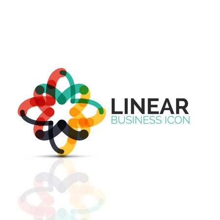 Abstract flower or star, linear thin line icon. Minimalistic business geometric shape symbol created with line segmentsのイラスト素材