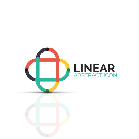 Abstract flower or star minimalistic linear icon, thin line geometric flat symbol for business icon design, abstract button or emblemのイラスト素材