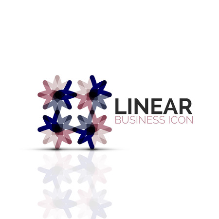 Abstract flower or star, linear thin line business icon symbol with line segmentsのイラスト素材