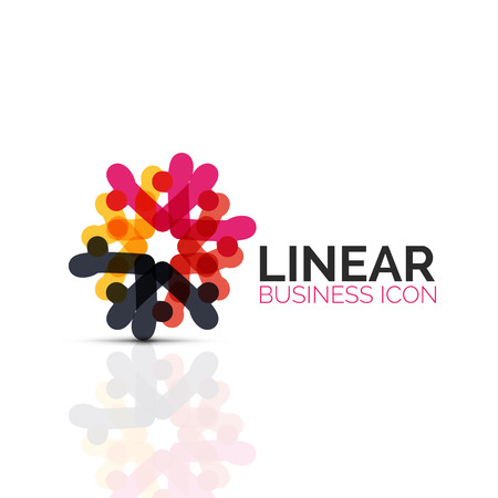 Abstract flower or star, linear thin line icon. Minimalistic business geometric shape symbol created with line segments. Vector illustration.のイラスト素材