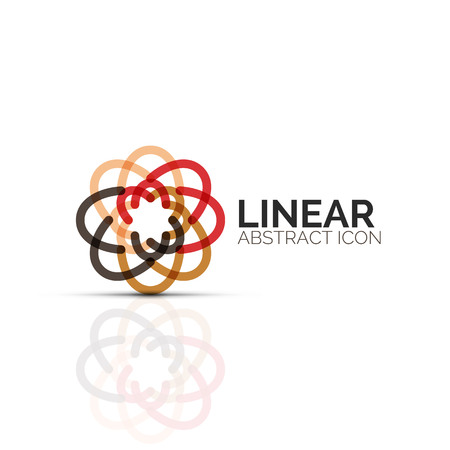 Abstract flower or star minimalistic linear icon, thin line geometric flat symbol for business icon design, abstract button or emblemのイラスト素材