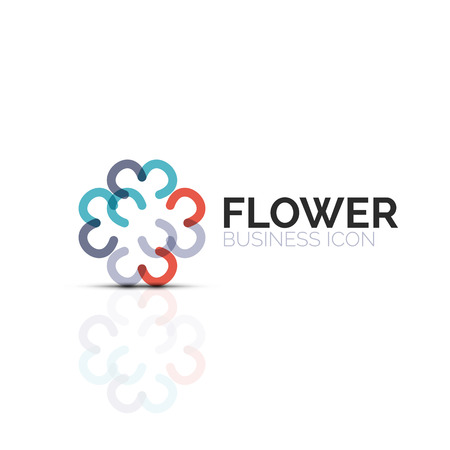 Abstract flower or star minimalistic linear icon, thin line geometric flat symbol for business icon design, abstract button or emblemのイラスト素材