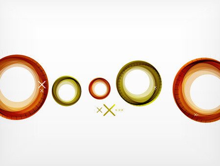 Flying abstract circles, vector geometric background, color air bubbles, web banner template, business or technology presentation background or elementsのイラスト素材