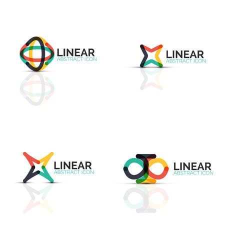 Set of abstract flower or star minimalist linear iconsのイラスト素材