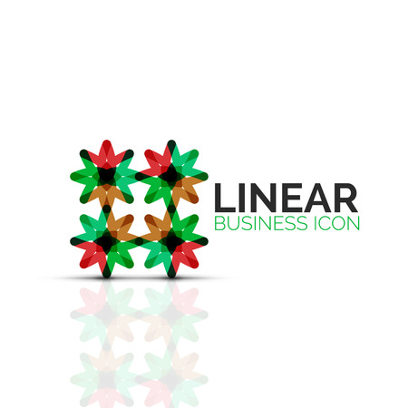 Abstract flower or star, linear thin line icon. Business geometric shape symbol created with line segments.のイラスト素材