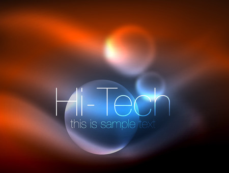 Blurred neon glowing circle, hi-tech modern bubble template, techno glowing glass round shapes or spheres. Geometric abstract backgroundのイラスト素材