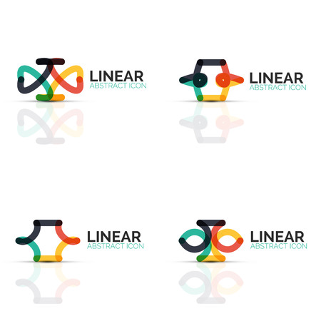 Set of abstract flower linear iconsのイラスト素材