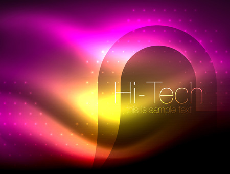 Glittering neon glowin wave, techno modern art abstract background, magical shiny templateのイラスト素材