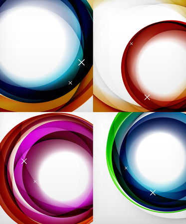 Transparent color wave lines abstract background set, glossy glass waves, vector abstract backgrounds, shiny light effects templates for web banner, business or technology presentation background or elements.のイラスト素材