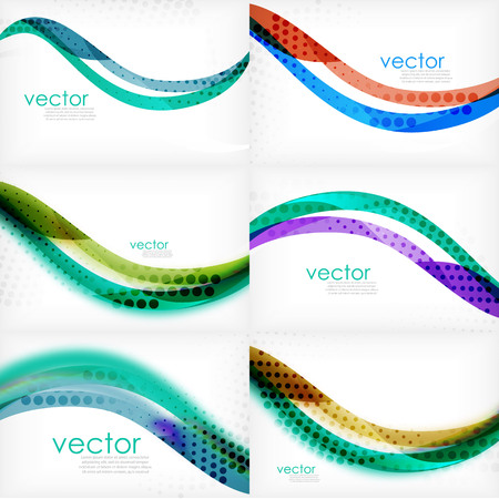 Set of business corporate abstract backgrounds, wave brochure or flyer design templatesのイラスト素材