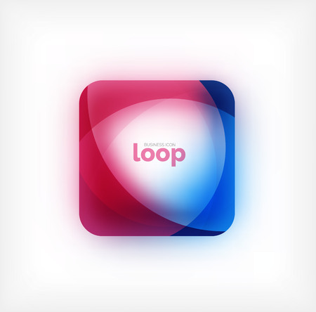 Vector square loop business symbol, geometric icon created of waves, with blurred shadowのイラスト素材
