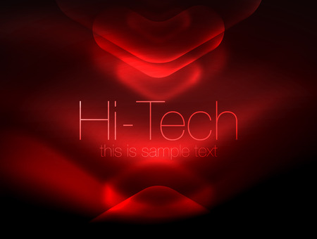 Blurred arrows in dark space. Neon pointers, glass glossy design, abstract shiny techno background, web bannerのイラスト素材