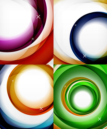 Transparent color wave lines abstract background set, glossy glass waves, vector abstract backgrounds, shiny light effects templates for web banner, business or technology presentation background or elementsのイラスト素材