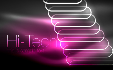 Glowing ellipses dark background, waves and swirl, neon light effect, shiny vector magic effectsのイラスト素材