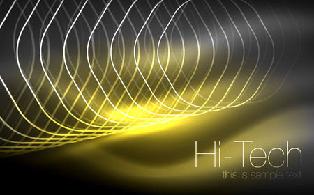 Outline hexagons, glowing geometric shapes, digital techno abstract background, vector illustrationのイラスト素材