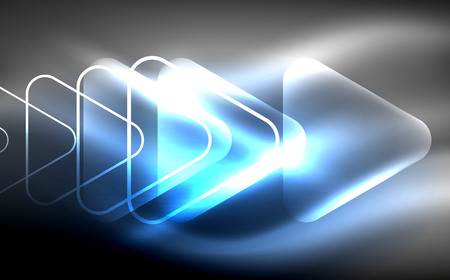 Glowing vector triangle geometric shapes in dark spaceのイラスト素材