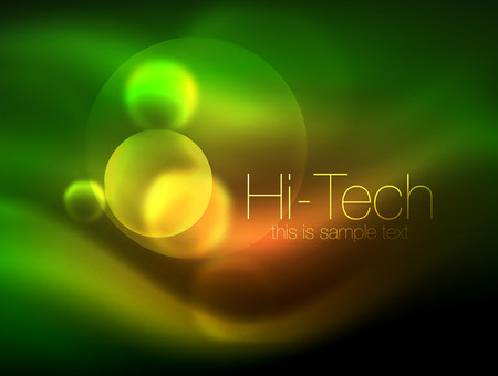 Blurred neon glowing circle, hi-tech modern bubble template, techno glowing glass round shapes or spheres. Geometric abstract backgroundのイラスト素材