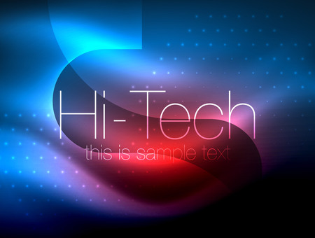 Glittering neon glowin wave, techno modern art abstract background, magical shiny templateのイラスト素材