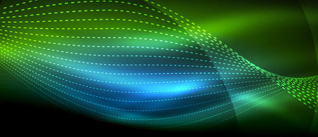 Glowing abstract wave on dark, shiny motion, magic space light. Techno abstract backgroundのイラスト素材
