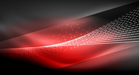 Smooth light effect, straight lines on glowing shiny neon dark background. Energy technology ideaのイラスト素材