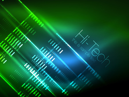 Futuristic neon lights on dark background, digital abstract techno backgroundsのイラスト素材