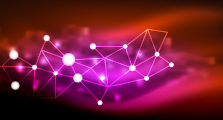 Shiny stars, neon glowing digital connected light dotsのイラスト素材