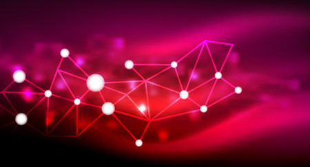 Shiny stars, neon glowing digital connected light dotsのイラスト素材