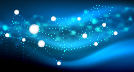 Shiny stars, neon glowing digital connected light dotsのイラスト素材