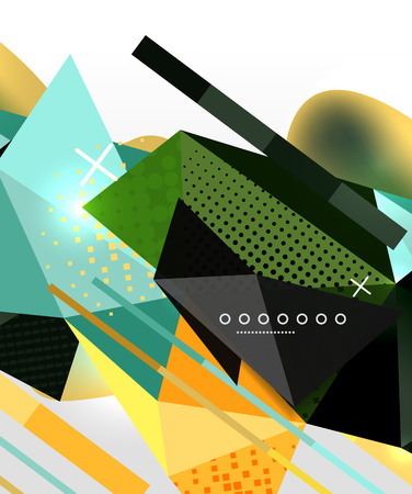 Abstract geometric background, polygonal triangle elements, lines and material textures, holographic elementsのイラスト素材