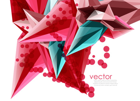 Vector color glass crystals on white background, geometric abstract composition with glass gemstones and copyspace, background templateのイラスト素材