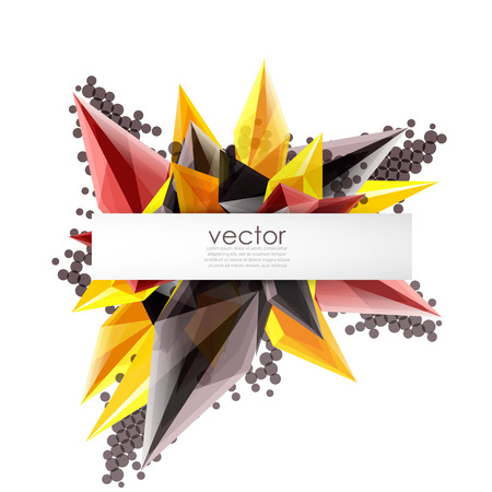 Colorful blooming crystals vector abstract background. Glass transparent effect shiny 3d triangular formsのイラスト素材