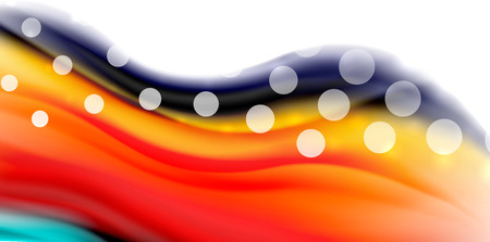 Vector flowing liqiud colors isolated on white, wave abstract backgroundのイラスト素材