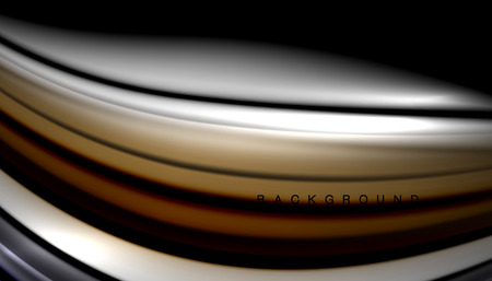 Abstract wave lines fluid color stripes on black background. Vector artistic illustration for presentation, app wallpaper, banner or posterのイラスト素材