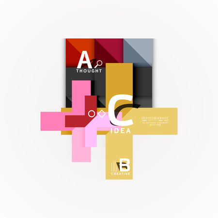 Abstract geometric option infographic banners, a b c steps processのイラスト素材