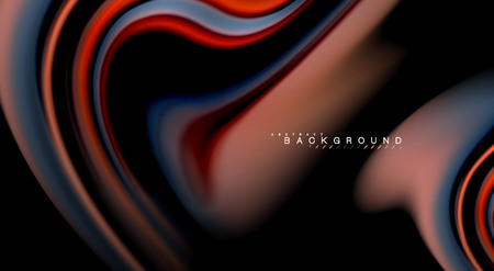 Fluid rainbow colors on black background, vector wave lines and swirlsのイラスト素材
