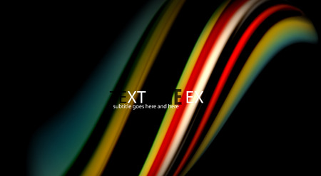 Fluid rainbow colors on black background, vector wave lines and swirlsのイラスト素材