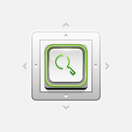 Search magnifier web button, magnify icon. Modern magnifying glass sign, web site design or mobile appのイラスト素材