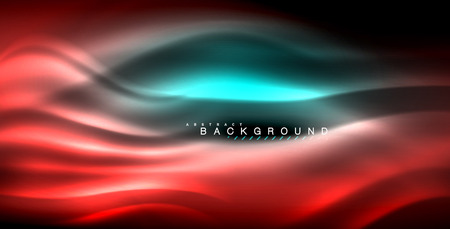 Neon glowing wave, magic energy and light motion backgroundのイラスト素材