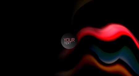 Abstract wave lines fluid rainbow style color stripes on black background. Artistic illustration for presentation, app wallpaper, banner or posterのイラスト素材