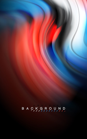 Fluid liquid colors design, colorful marble or plastic wavy texture background, glowing multicolored elements on black, for business or technology presentation or web brochure cover design, wallpaperのイラスト素材