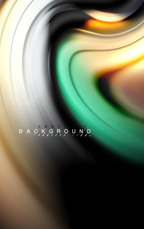 Fluid liquid colors design, colorful marble or plastic wavy texture background, glowing multicolored elements on black, for business or technology presentation or web brochure cover design, wallpaperのイラスト素材