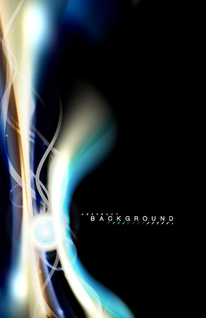 Color shiny light effects on black, liquid style multicolored wavy shapeのイラスト素材