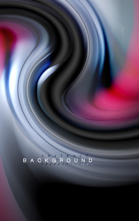 Fluid liquid colors design, colorful marble or plastic wavy texture background, glowing multicolored elements on black, for business or technology presentation or web brochure cover design, wallpaperのイラスト素材