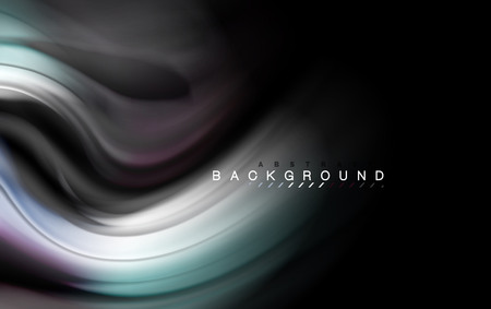 Fluid liquid colors design, colorful marble or plastic wavy texture background, glowing multicolored elements on black, for business or technology presentation or web brochure cover design, wallpaperのイラスト素材