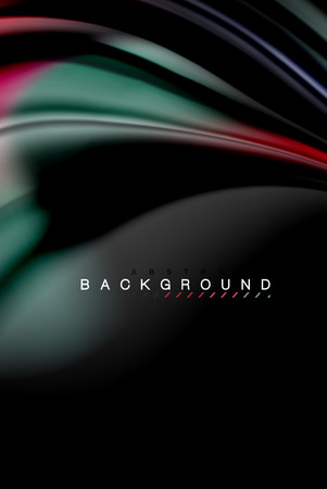 Fluid liquid colors design, colorful marble or plastic wavy texture background, glowing multicolored elements on black, for business or technology presentation or web brochure cover design, wallpaperのイラスト素材