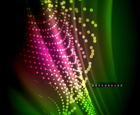 Neon glowing techno lines, hi-tech futuristic abstract background template with square shapesのイラスト素材