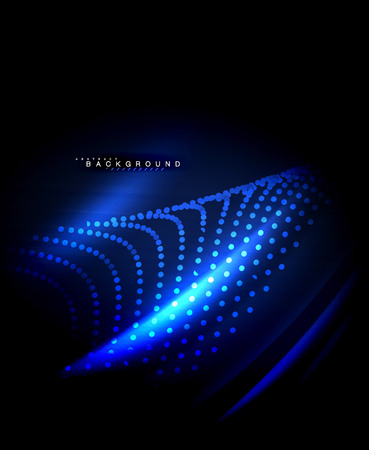 Neon glowing techno lines, hi-tech futuristic abstract background template with square shapesのイラスト素材