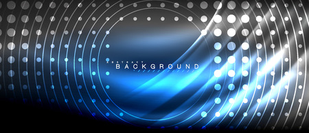 Neon glowing lines, magic energy space light concept, abstract background wallpaper design, vector illustrationのイラスト素材