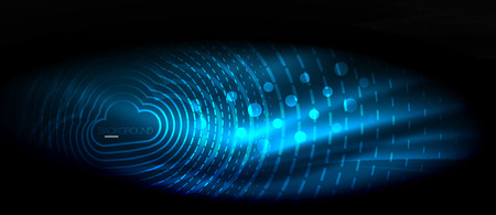 Neon glowing wave, magic energy and light motion background. Vector wallpaper template, hi-tech future conceptのイラスト素材